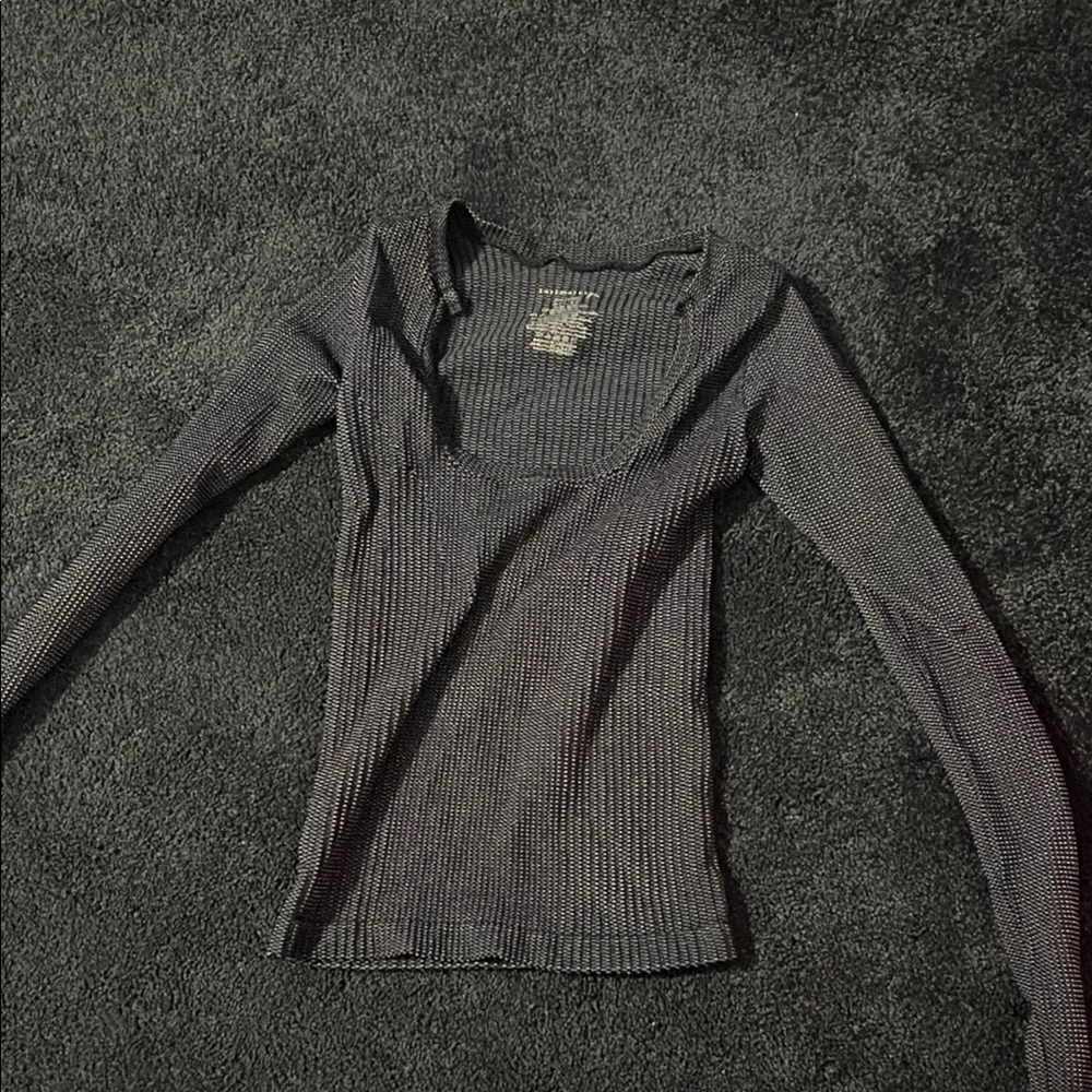 Free People Black Ribbed Long Sleeve Bodysuit